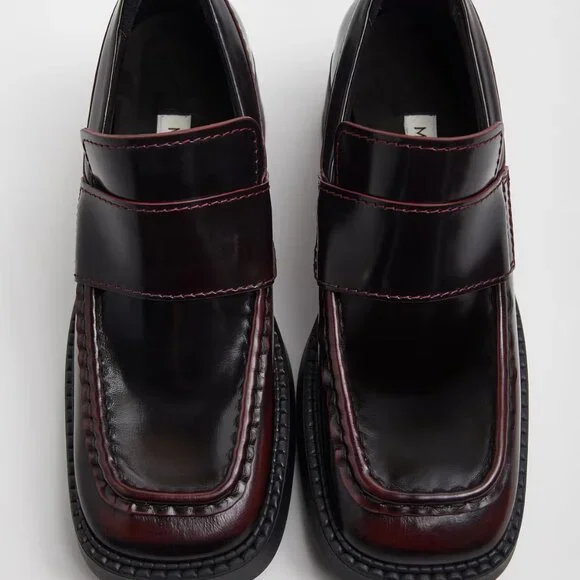 NIB! SOLD OUT COLOR! MIISTA KARINA BURGUNDY BRUSH OFF LEATHER LOAFERS sz38 - Picture 3 of 15